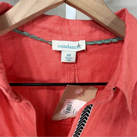 Sundance Classic Tales shirt Half Pink/Coral Linen Shirt Size XS - Picture 2 of 7
